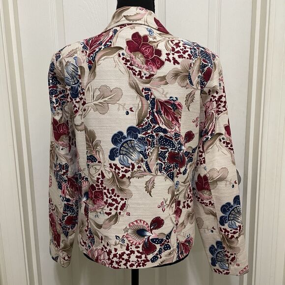 Coldwater Creek Beige Floral Lined Button Front Jacket Blazer Women's Small - Picture 3 of 6